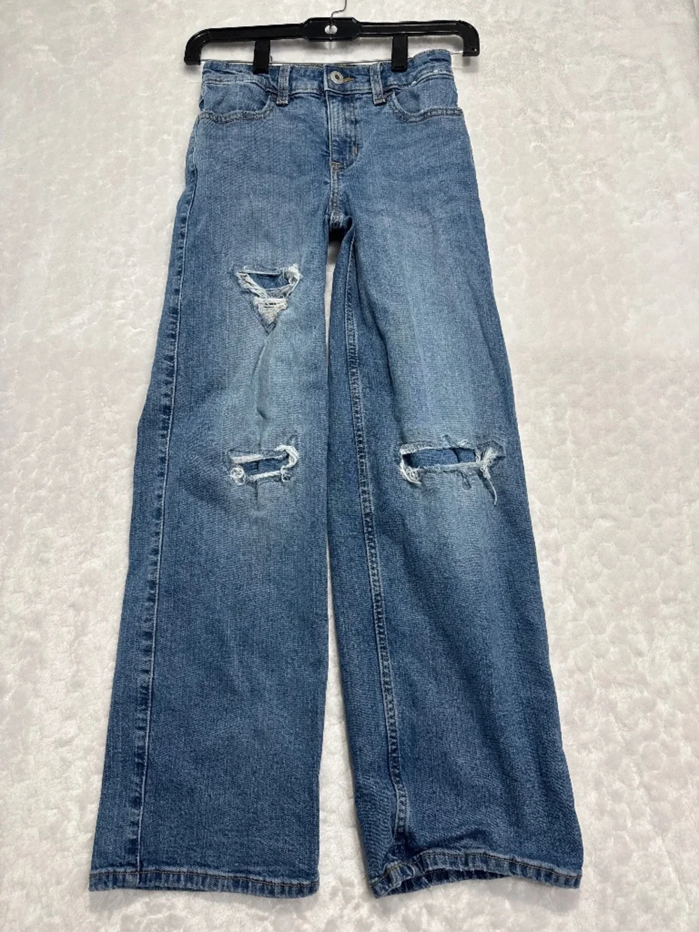 Abercrombie & Fitch Kids High rise wide leg jeans blue denim girl size 9/10 Long